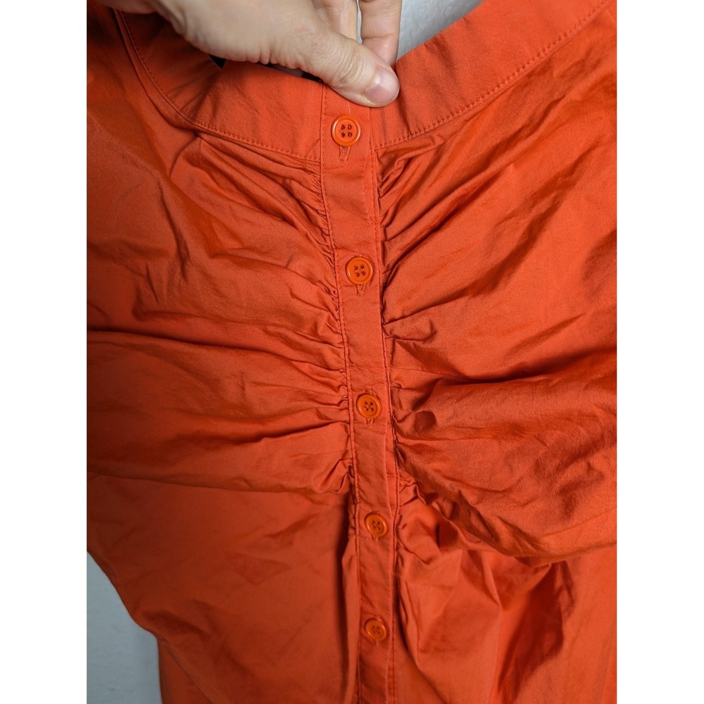 7th Avenue Design Studio Dress Womens XL Orange Midi Fit & Flare Puff Sleeve - Picture 5 of 8